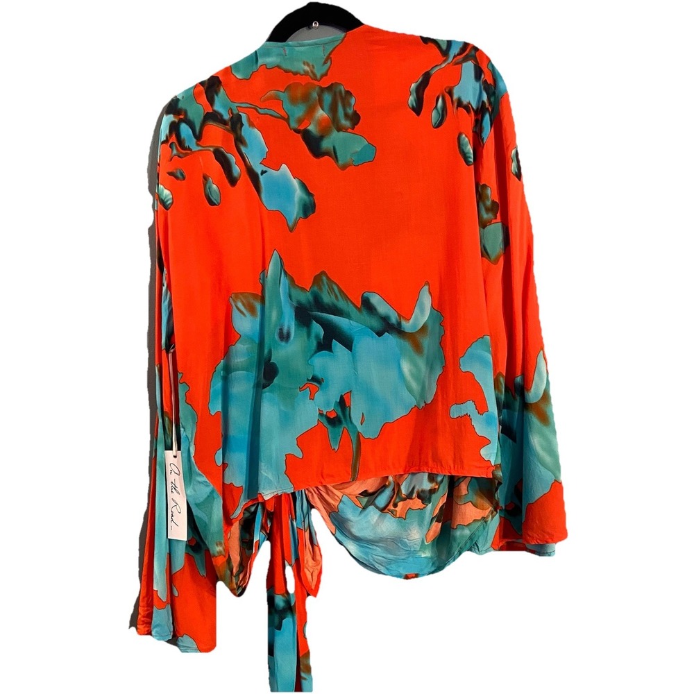 On The Road Red and Teal Crop Top - Picture 3 of 8